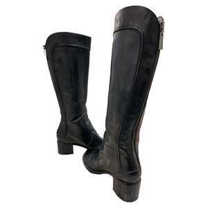 Franco Sarto black leather knee height, full back zip, heel boots sz 6.5.